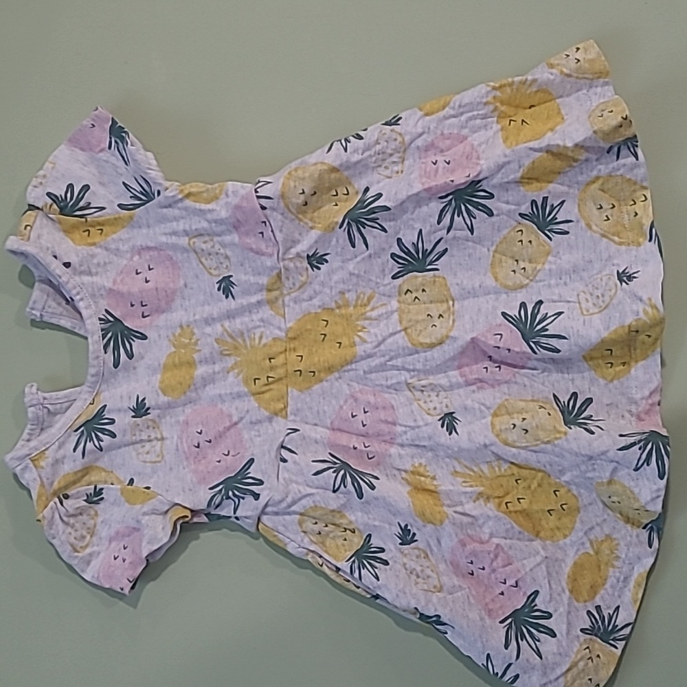 Simple Joy 12 month baby girl grey dress with pineapples on it summer dress